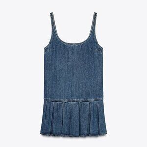 Zara I Pleated Denim Dress I Size Medium